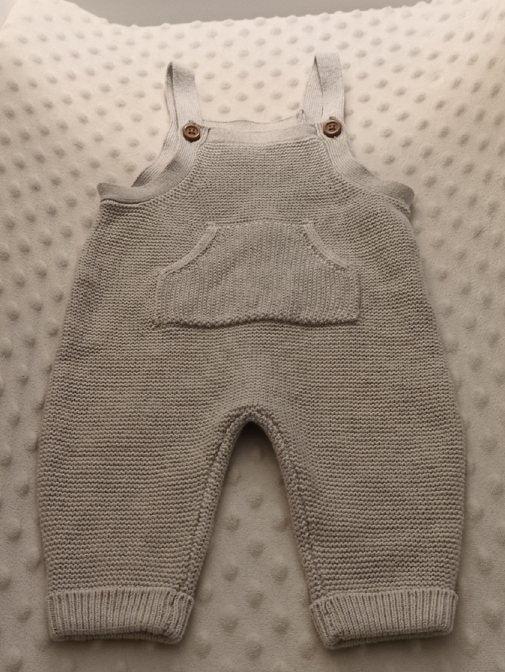 Silver Knit Baby Overalls, 3m